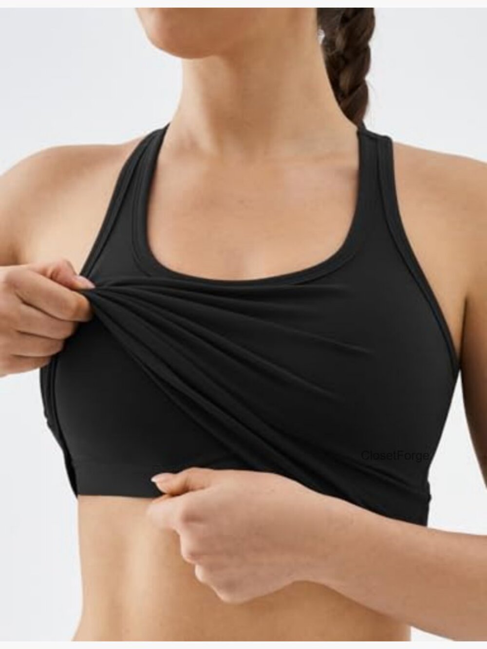 Racerback Crop Tank Top with Built-in Padding - Longline Sports Bra for Workout - Picture 4 of 7